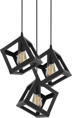 Groeien Groeien 3-Lights Round Cluster Chandelier Hanging Cube Pendants Ceiling Lamp(Black)