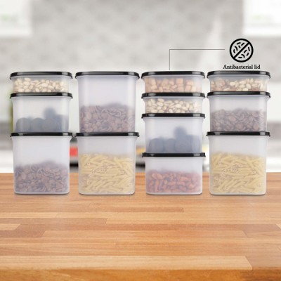 Regalo Plastic Grocery Container  - 500 ml, 1100 ml, 1700 ml(Pack of 12, Clear, Grey)