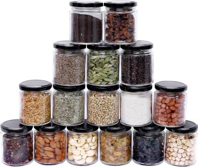 Shreeji krupa Glass Storage Bottles Kitchen Tea Coffee - 200 ml Glass Grocery Container (Pack of 8, White)  - 200 ml Glass Grocery Container  (Pack of 8, White)