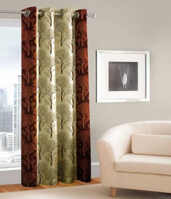 India Furnish 213 cm (7 ft) Polyester Semi Transparent Door Curtain Single Curtain(Printed, Abstract, Floral, Geometric, Brown)