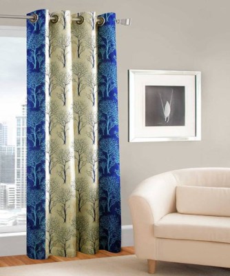 India Furnish 213 cm (7 ft) Polyester Semi Transparent Door Curtain Single Curtain(Printed, Abstract, Floral, Geometric, Blue)