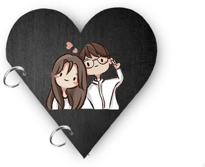 DI-KRAFT cute romantic couple print handmade valantine day gift diary A5 Diary unruled 150 Pages(Black)