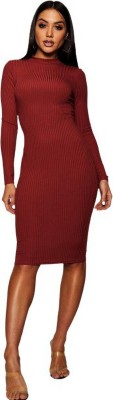 SIGHTBOMB Women Bodycon Maroon Dress