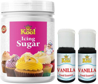 Mr.Kool Icing Sugar Powder for Baking 400 gm and Liquid food essence Vanilla 20ml Combo(400g, 40ml)
