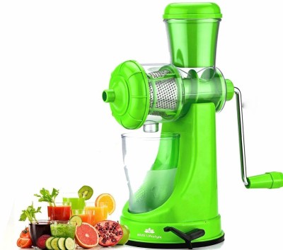 Young wolf Plastic Hand Juicer Manual/Hand Fruit & Vegetable Juicer with Steel Handle with Vacuum Locking System, Good for Shakes, Smoothies, Fruit Juices, Orange Juicer Maker Machine(Green)
