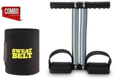 ATROPOS ENTERPRISES DOUBLE SPRING AB EXERCISER TUMMY TRIMMER & SWEAT BELT (FREE SIZE) COMBO Home Gym Kit