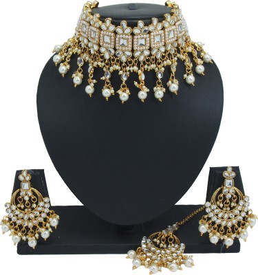raj enterprises Alloy Gold-plated White Jewellery Set(Pack of 1)