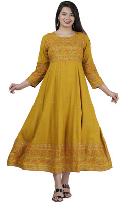 87% OFF on BFK Women Printed Anarkali Kurta(Yellow) 87% OFF on BFK Women Printed Anarkali Kurta(Yellow)