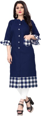 Lerkiza Women Printed Frontslit Kurta(Blue)