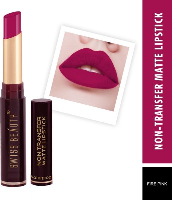 SWISS BEAUTY Non_Transfer Matte Lipstick (SB-209-05)(Fire Pink, 2 g)