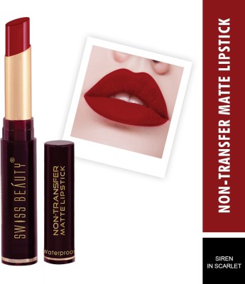 SWISS BEAUTY Non_Transfer Matte Lipstick (SB-209-01)(Siren in Scarlet, 2 g)