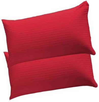 Swikon star Fiber Pillow Microfibre Stripes Sleeping Pillow Pack of 2(Red)
