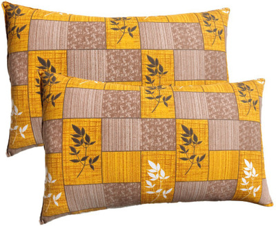 NIVEDHA MATTRESS Cotton Floral Sleeping Pillow Pack of 2(Yellow)