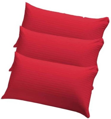 Swikon star Fiber Pillow Polyester Fibre Stripes Sleeping Pillow Pack of 3(Red)