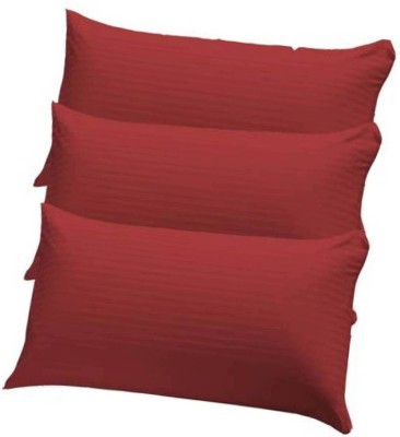 Swikon star Fiber Pillow Polyester Fibre Stripes Sleeping Pillow Pack of 3(Red)
