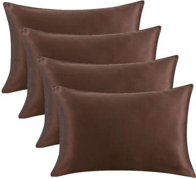 Angel Mommy Microfiber Colored Pillow Microfibre Solid Sleeping Pillow Pack of 4(Brown)
