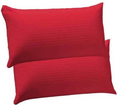 Swikon star Fiber Pillow Microfibre Stripes Sleeping Pillow Pack of 2(Red)