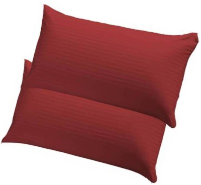 Swikon star Fiber Pillow Polyester Fibre Stripes Sleeping Pillow Pack of 2(Red)