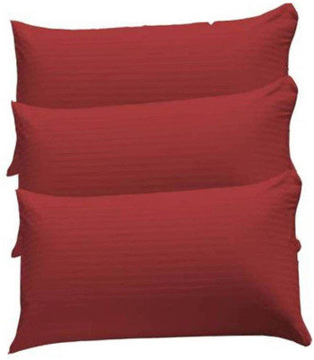 Swikon star Fiber Pillow Polyester Fibre Stripes Sleeping Pillow Pack of 3(Red)