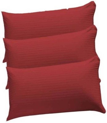Swikon star Fiber Pillow Polyester Fibre Stripes Sleeping Pillow Pack of 3(Red)