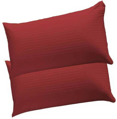 Swikon star Fiber Pillow Microfibre Stripes Sleeping Pillow Pack of 2(Red)
