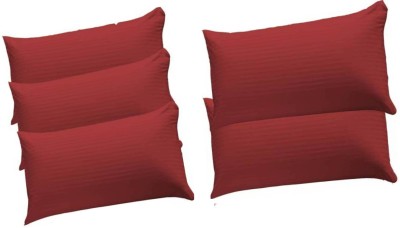 Swikon star Fiber Pillow Polyester Fibre Stripes Sleeping Pillow Pack of 5(Red)