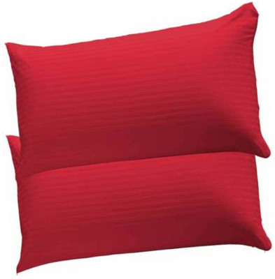 Swikon star Fiber Pillow Microfibre Stripes Sleeping Pillow Pack of 2(Red)