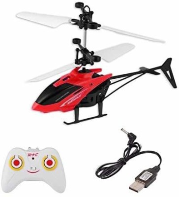 Velocious Flight Electronic Radio RC Remote Control Hand Sensor Toy Charging Helicopter Toys with 3D Light ( 2 In 1 ) Helicopter Toys for Boys Kids Indoor Flying(Red)