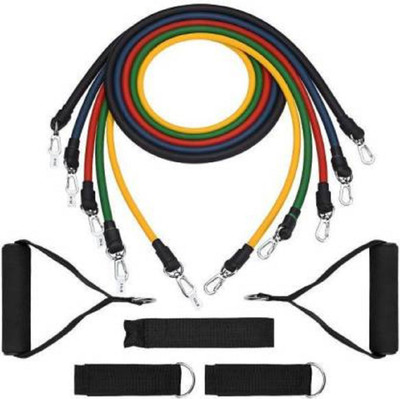 KHALIFA AND BADSHAH 11 Pieces Resistance Band Set with Handles, Portable Toning Tubes Resistance Tube(Multicolor)