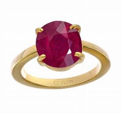 Jaipur Gemstone Natural Gold Plated Ruby Ring Stone Ruby Copper Plated Ring