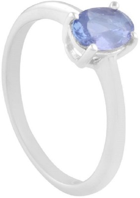 Jaipur Gemstone Blue Sapphire Ring With Natural / 5.25 ratti Neelam Stone Sapphire Silver Plated Ring