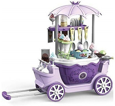 TEMSON 4 in 1 Surprise Ice-Cream Shop in Trolley, Bag ,Cart Shop , Curry Hand Playset for Boys and Girls Kitchen Set Cookware Play Set -69 Pieces Best Gift Your Child