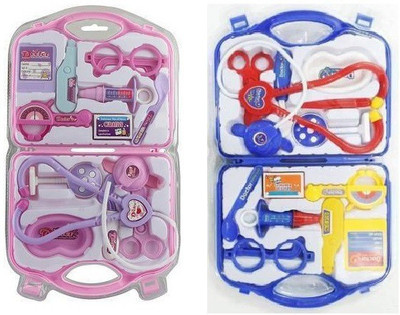VTR3 Medical Suitcase Toy With Medical Equipments For Doctors IN TWO COLORS PINK AND BLUE (PACK OF 2)