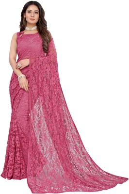 vinayak trendz Printed Bollywood Net, Art Silk Saree(Pink)