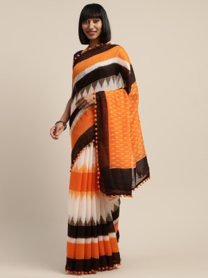 vaamsi Printed Daily Wear Art Silk Saree(Orange)