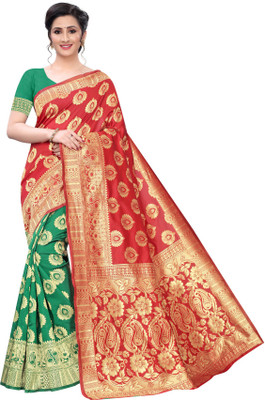 OFLINE SELECTION Printed Banarasi Art Silk Saree(Red)