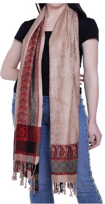 Feathers Polyester Wool Blend Self Design Women Shawl(Multicolor)