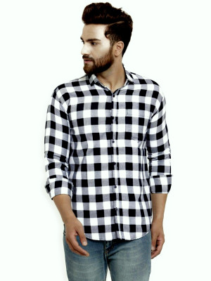 Rehan Trends Men Checkered Casual White Shirt