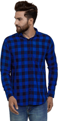 Rehan Trends Men Checkered Casual Blue Shirt