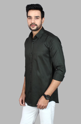 zack o ford Men Solid Casual Dark Green Shirt