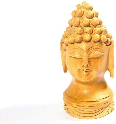 Zoltamulata Wooden Buddha Head Figurine with Height 3 i inch Decorative Showpiece  -  7.62 cm(Wood, Brown)