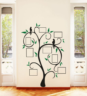 Decor Villa 58 cm Tree with Frame Removable Sticker(Pack of 1)