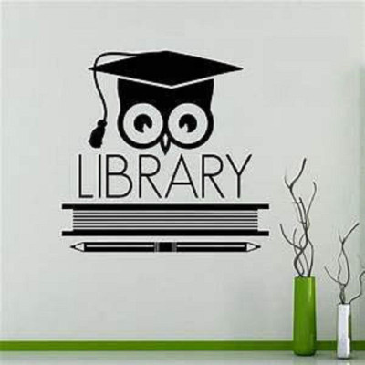 LYOMAN 59 cm libaryowl-blk Self Adhesive Sticker(Pack of 1)