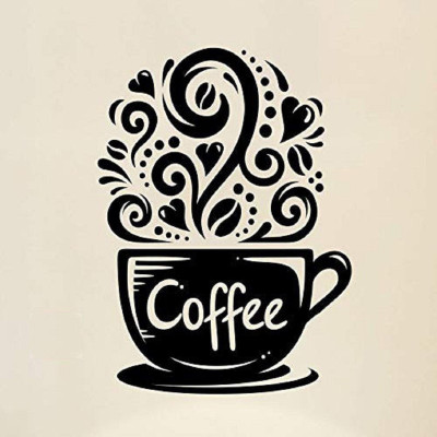 LYOMAN 59 cm coffeesing-blk Self Adhesive Sticker(Pack of 1)