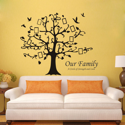 Decor Villa 58 cm Our Family Frame Tree Removable Sticker(Pack of 1)