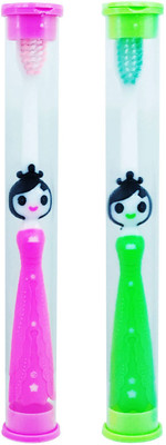 Yunicorn Max Stylish Barbie Doll Toothbrush with Protective & Hygiene Lid Cover. Ultra Soft & Gentle Bristles Specially for your PRINCESS Extra Soft Toothbrush(Pack of 2)
