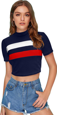 Dhruvil Impex Casual Striped Women Blue Top