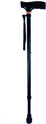 krishna traders T shape Aluminum Black Walking Stick