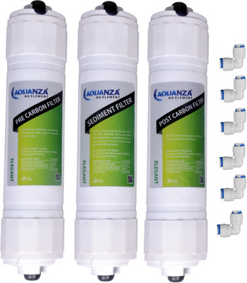 AQUANZA ELEGANT INLINE Inline Pre Carbon, Sediment & Post Carbon Filter Set with 6 Elbow (PACK of 9) Suitable for all RO Water Purifiers Solid Filter Cartridge(0.0005, Pack of 3) AQUANZA ELEGANT INLINE Inline Pre Carbon, Sediment & Post Carbon Filter Set with 6 Elbow (PACK of 9) Suitable for all RO Water Purifiers Solid Filter Cartridge(0.0005, Pack of 3)