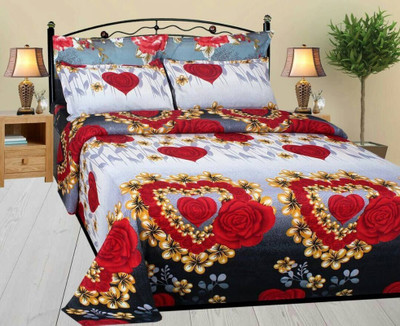 LOXICA 144 TC Polycotton Double Printed Flat Bedsheet(Pack of 1, Multicolor)